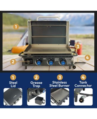 34.5" 3 Burner Portable Tabletop Griddle for Backyard Cooking and Camping