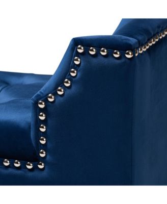 Perret Modern and Contemporary Royal Blue Velvet Fabric Upholstered Espresso Finished Wood Bench