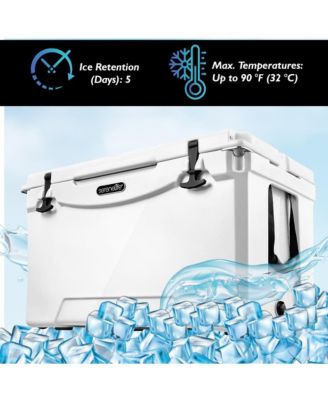 50-Quart Portable Cooler Box, Holds Up to 63 Cans (White