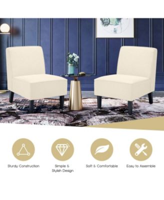 Modern Armless Accent Chair with Rubber Wood Legs