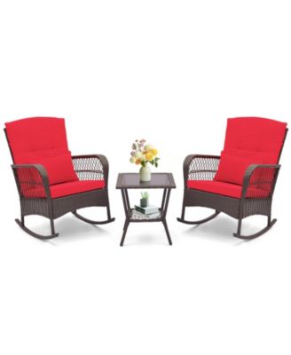 3-Piece Rocking Bistro Set with 2-Tier Coffee Table