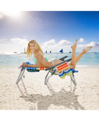 2 Packs 5-Position Outdoor Folding Backpack Beach Table Chair Reclining Chair Set