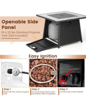 7 Pieces Patio Furniture Set with 35 Inches 50000 BTU Propane Gas Fire Pit Table and Waterproof Cover for Firpit