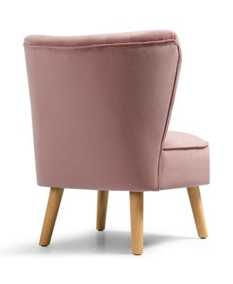 Modern Armless Velvet Accent Chair with Wood Legs