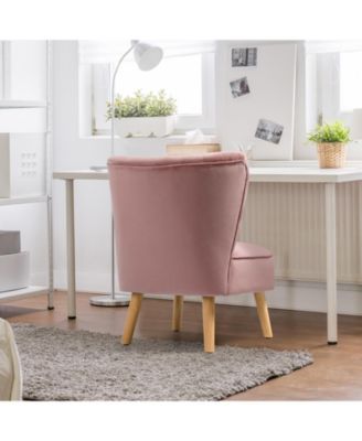 Modern Armless Velvet Accent Chair with Wood Legs