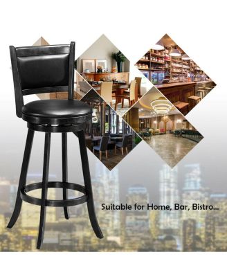 Set of 2 29 Inch Swivel Bar Height Stool Wood Dining Chair Barstool