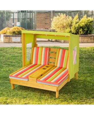 Kids Patio Lounge Chair with Cup Holders and Awning