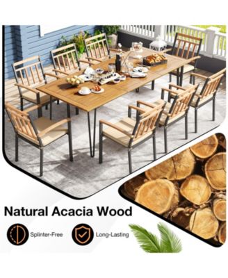 GOUUN 9 Pieces Patio Dining Outdoor Furniture Set with 8 Chairs and Umbrella Hole