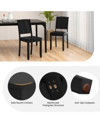 Wood Dining Chair Set of 2 Armless Kitchen Chairs with Rubber Wood Legs