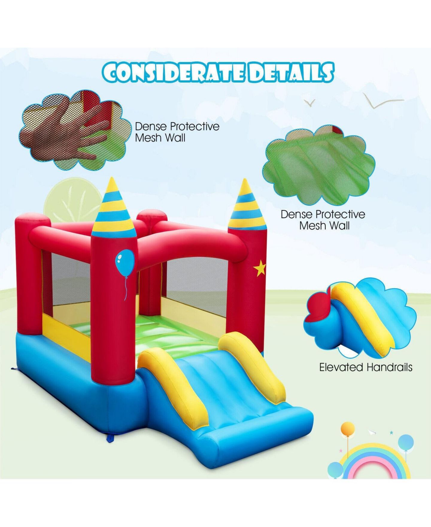 Детская игрушка GOUUN Kids' Inflatable Bounce Castle with Slide, Fits 2-3 Children, Ages 3+, цвет: Красный — фото 5