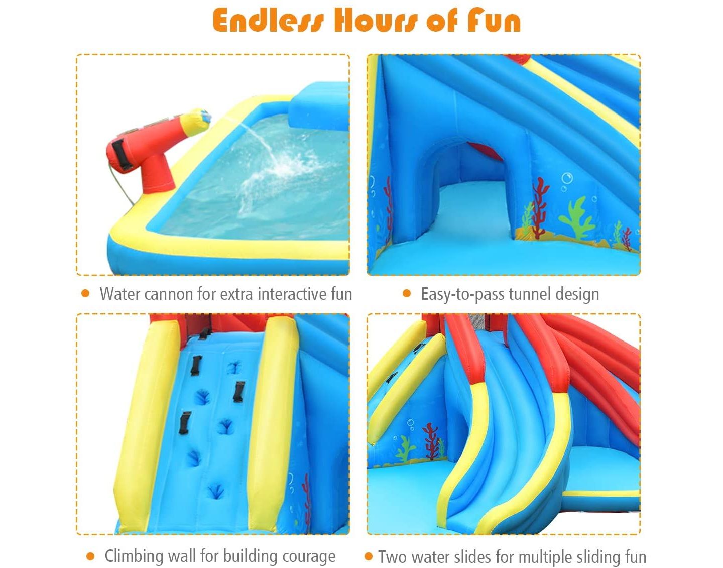 Детская игрушка GOUUN Inflatable Water Slide Bounce House with Water Cannon and Blower — фото 7