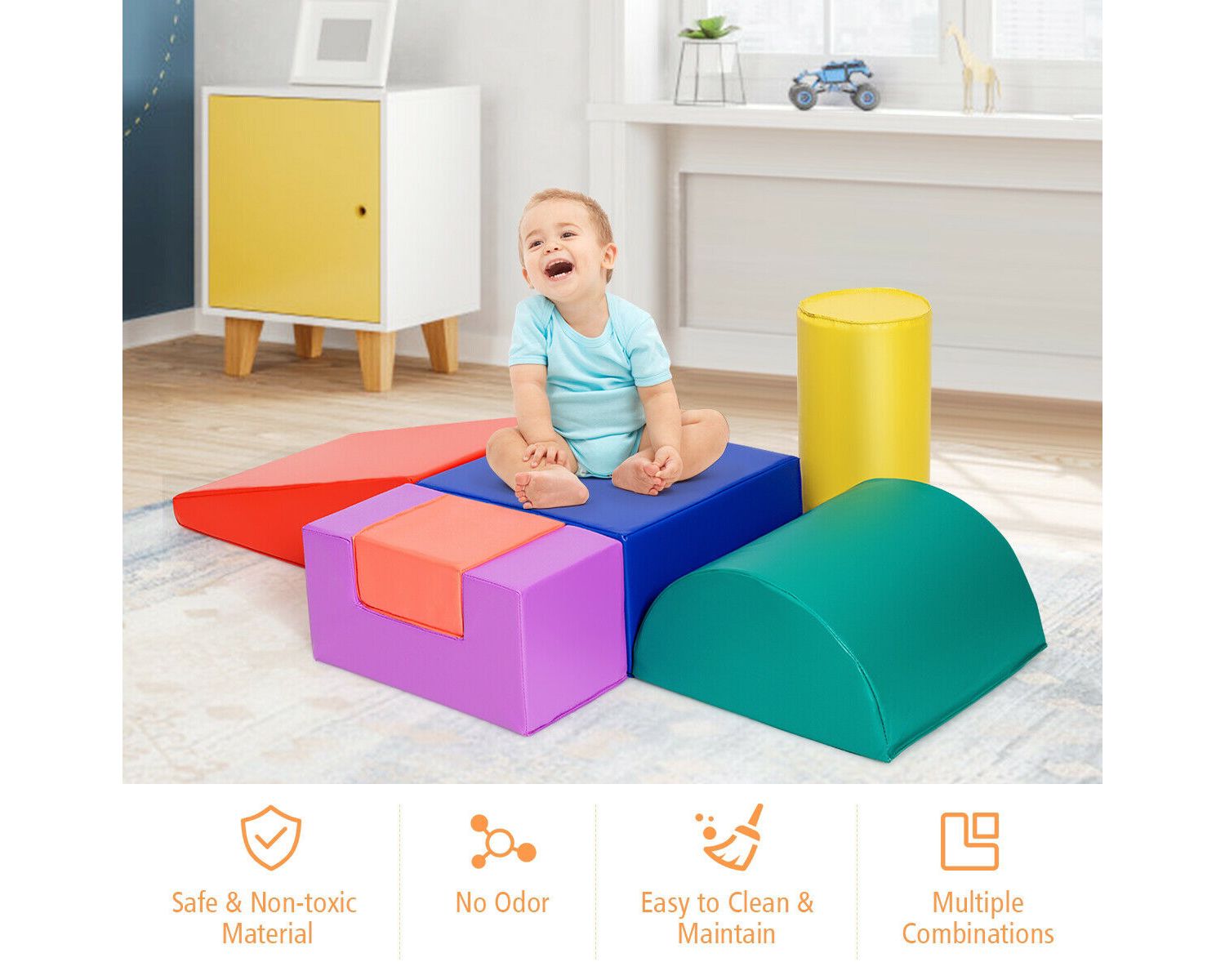 6-Piece Soft Foam Building Blocks Climb Crawl Set for Toddlers Indoor