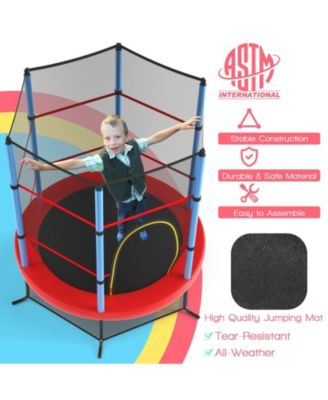 55 Inch Kids Recreational Trampoline Bouncing Jumping Mat with Enclosure Net