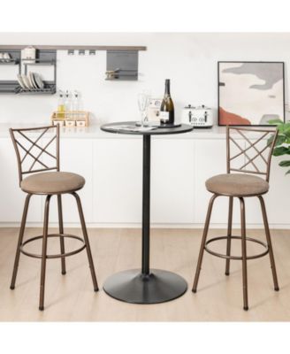 2 Pieces Swivel Pluch Fabrice Cushioned Bar Stool Set