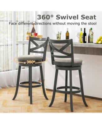 31 Inch Swivel Bar Stools Set of 2 with Hollow Back and Soft-padded Seat-31 inches