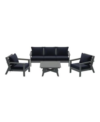 Outdoor 6-Piece Gray Modular Sectional Patio Furniture Sofa Set