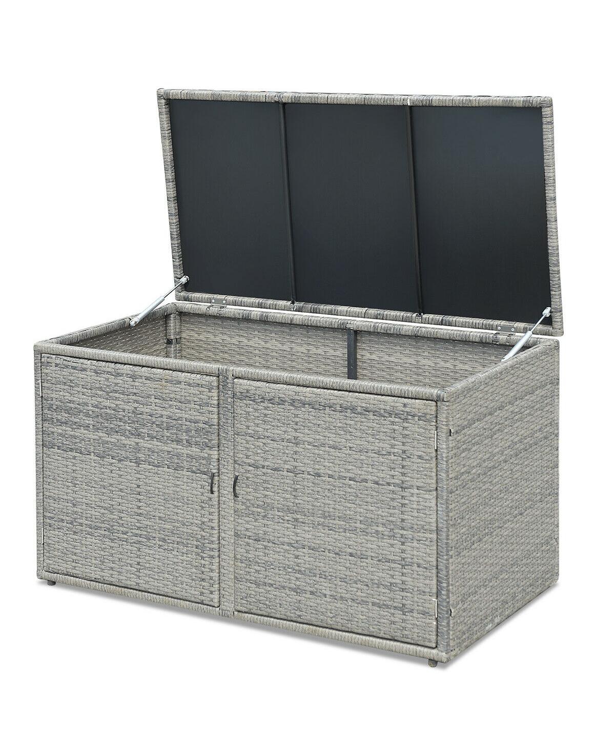 88 Gallon Garden Patio Rattan Storage Container Box - Grey