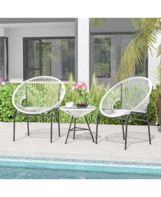 3 Pieces Patio Acapulco Furniture Bistro Set with Glass Table