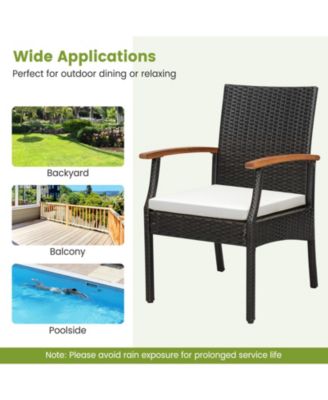 5 Pieces Patio Wicker Chair and Dining Table Set with 2 Inch Umbrella Hole