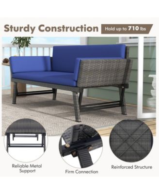 Outdoor Convertible Sofa Daybed with Adjustable Armrests for Balcony