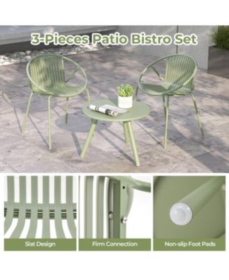 All Weather PP Patio Conversation Set with Round table and 2 Chairs