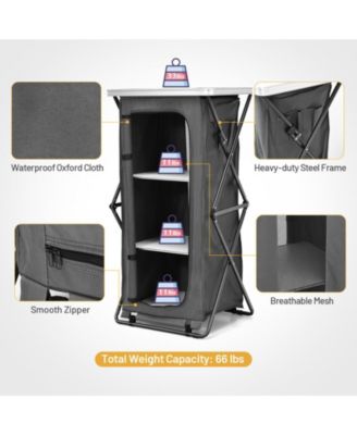 GOUUN Folding Camping Storage Cabinet with 3 Shelves and Carry Bag-L