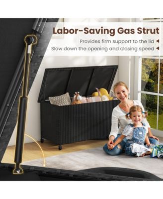 Indoor Outdoor 85 Gallon Storage Container with Waterproof Liner and Universal Wheels