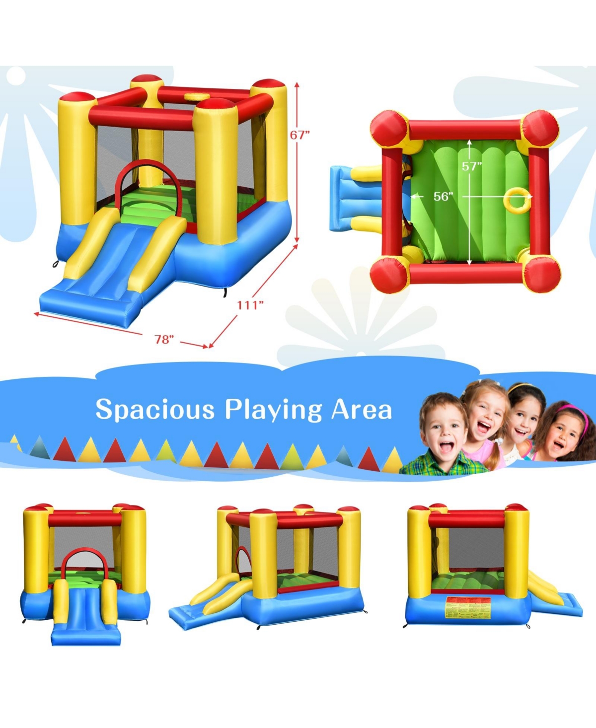 Gouun Kids Inflatable Jumping Bounce House without Blower