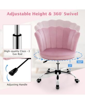 Adjustable Vanity Velvet Chair with Seashell Back and Wheels