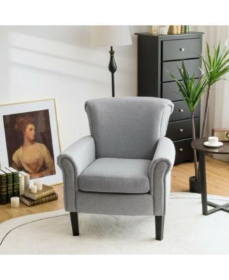 Upholstered Fabric Accent Chair with Adjustable Foot Pads