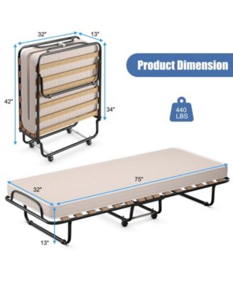 Portable Folding Bed with Memory Foam Mattress and Sturdy Metal Frame