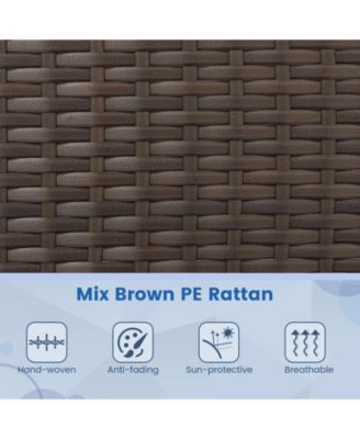 4 Piece Patio Rattan Conversation Set with Cozy Seat Cushions