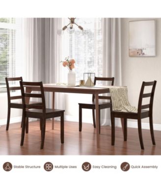 Set of 2 Wood Dining Chairs with Solid Rubber Wood Legs