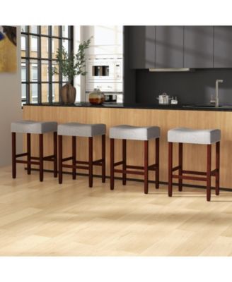 Set of 2 25 Inch Bar Stool with Curved Seat Cushions