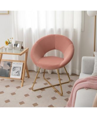 Modern Velvet Accent Chair Vanity Chair with Metal Legs-2 Pieces