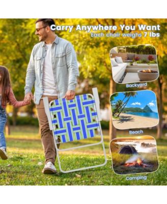 4 Pieces Folding Beach Chair Camping Lawn Webbing Chair