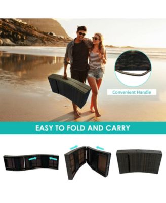 Patio Folding Adjustable Rattan Chaise Lounge Chair with Cushion