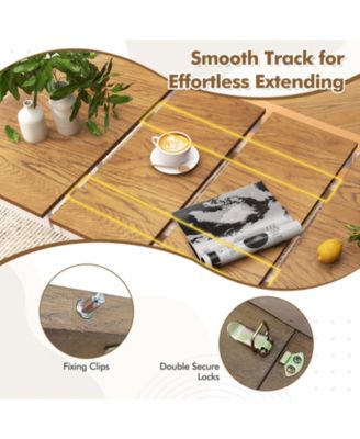 Extendable Dining Table with Rubber Wood Legs for 4-8 People