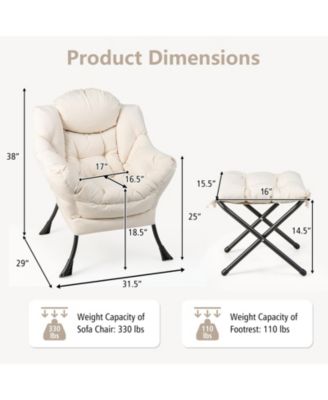 Modern Accent Sofa Chair with Folding Footrest and Side Pocket