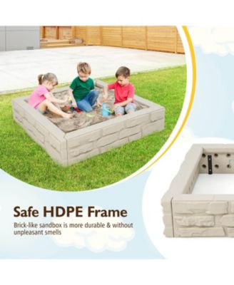 2-In-1 HDPE Kids Sandbox with Cover and Bottom Liner