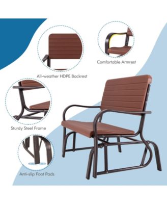 2-Seat Porch Glider with HDPE Back Seat and Steel Frame