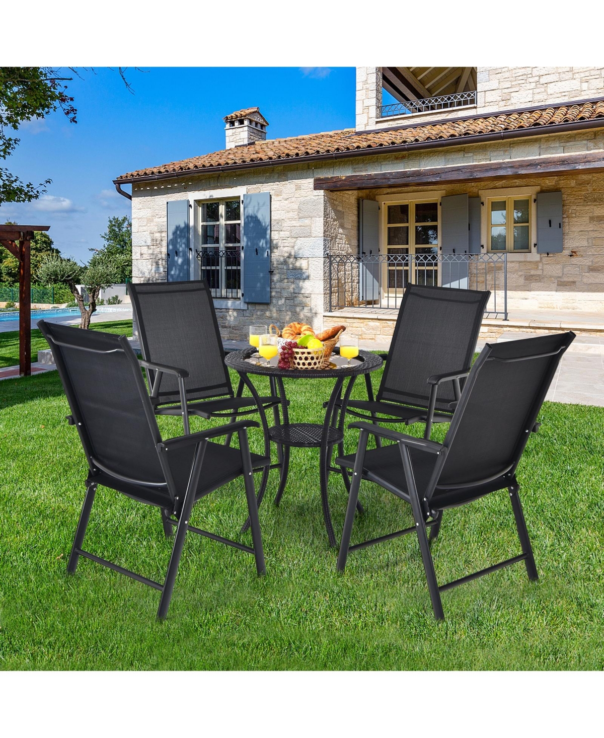 Gouun 4-Pack Patio Folding Chairs Portable for Outdoor Camping