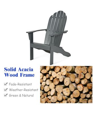 Acacia Wood Outdoor Adirondack Chair with Ergonomic Design