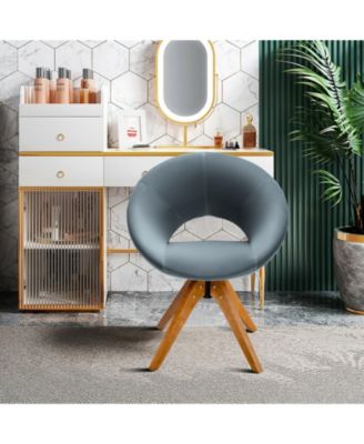 Swivel Accent Chair with Oversized Upholstered Seat for Home Office