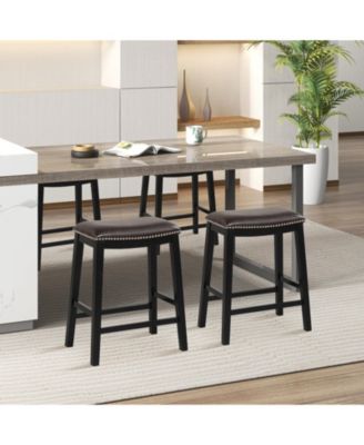 26 Inch Counter Height Bar Stool Set of 2 with Upholstered Seat
