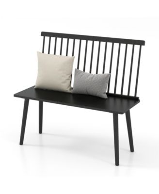 Entryway Bench for 2 with Spindle Back for Kitchen Dining Room Hallway