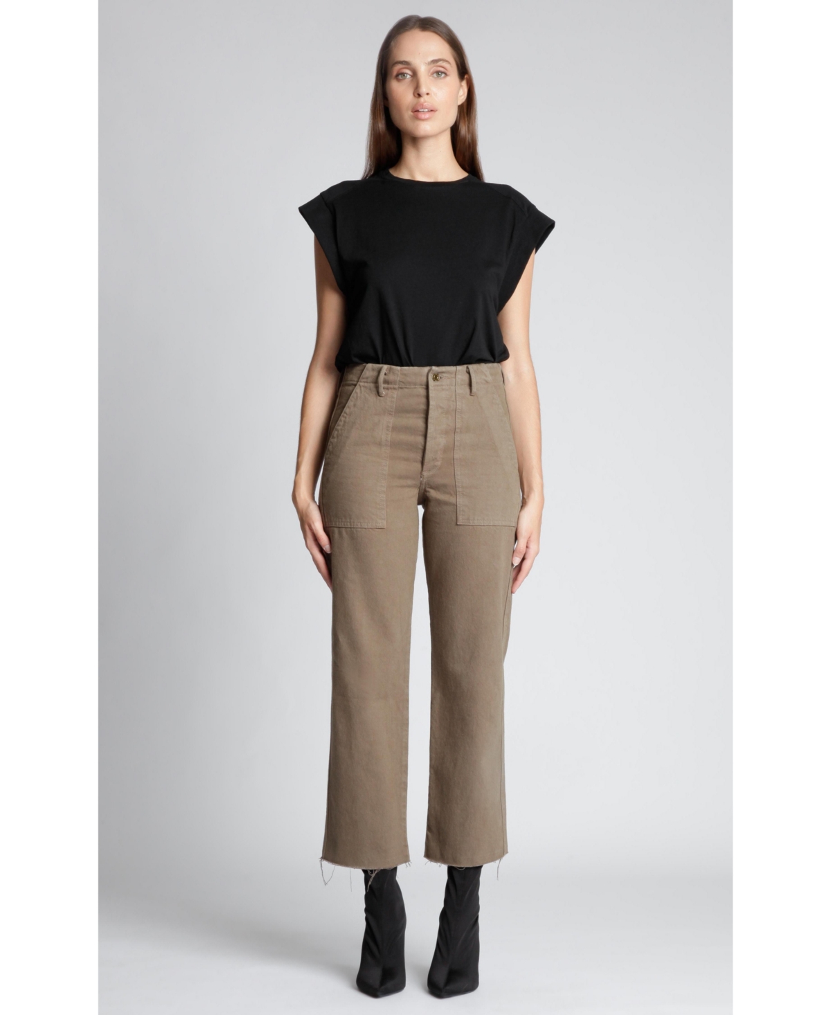 Black Orchid Denim Women's Ashley Patch Pocket Ankle Cargo Jean -khaki