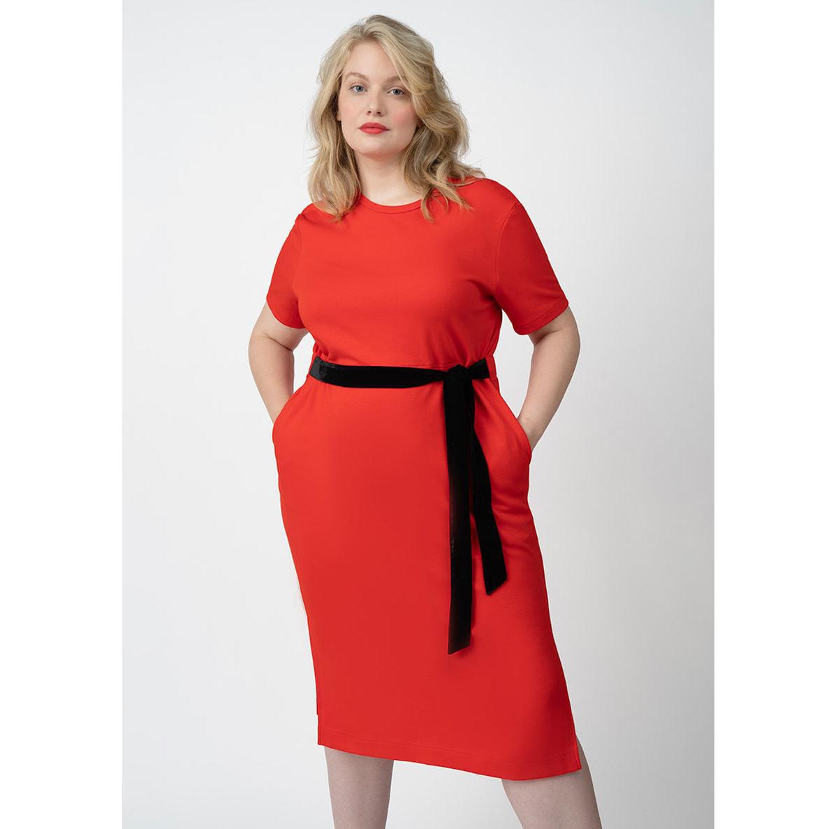 Plus Size CoolROSE Luxe Knit Midi Dress - Poppy red