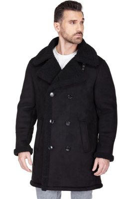 Men's Faux Shearling Double Breasted Overcoat