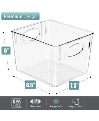 8 Pack Medium Clear Acrylic Storage Bins - for Kitchen, Cabinet Organizer, Pantry & Refrigerator